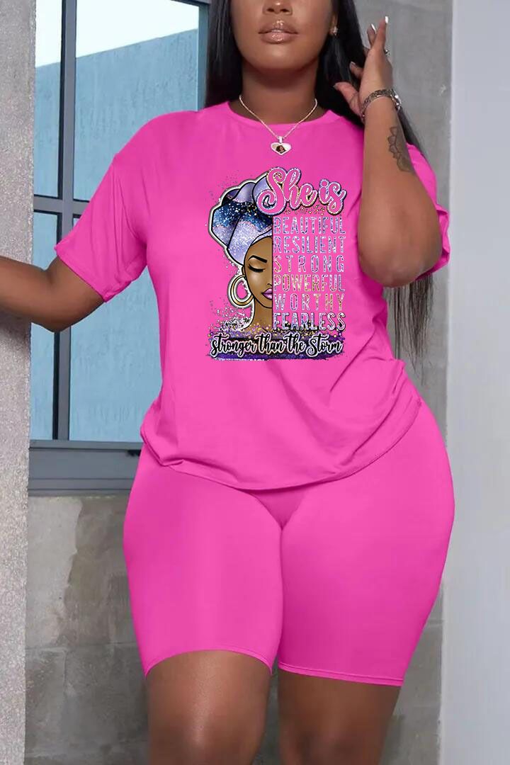 Women's Clothing Suits Summer Casual Short-sleeved Tops And Pants Printed Avatar She In Plus Size Women's Two-piece Suit_voghion.com