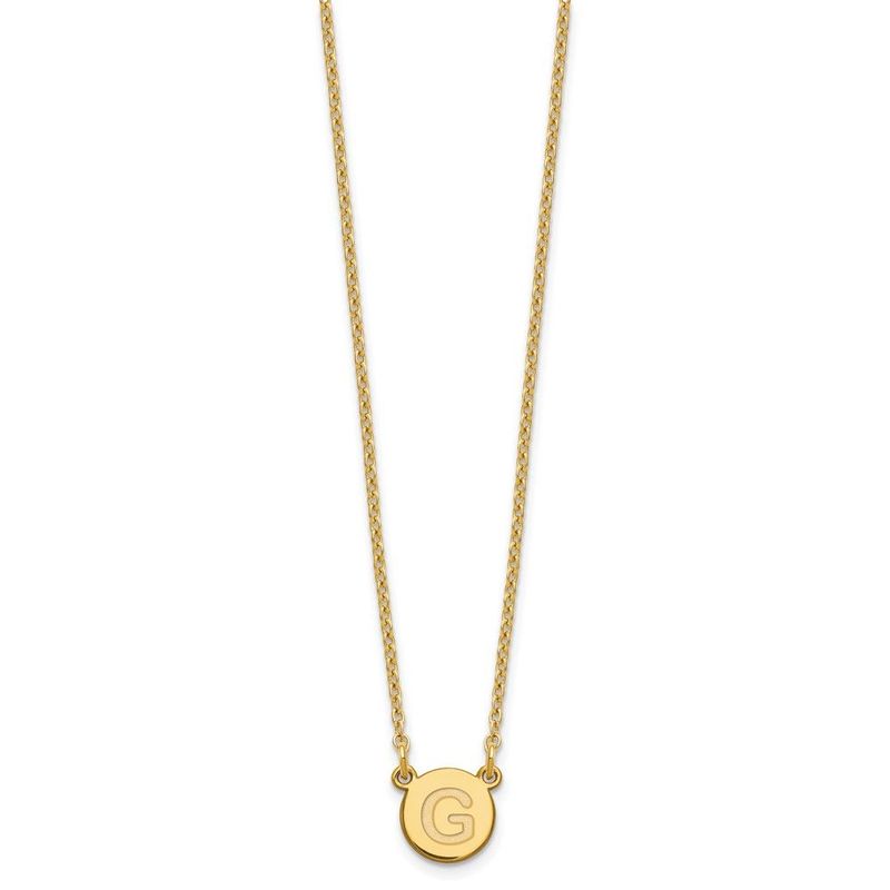 Sterling Silver Gold-plated Tiny Circle Block Letter G Initial Necklace_voghion.com