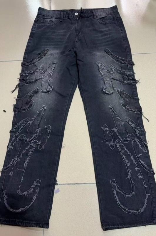 Relaxed Fit Jeans mit Vintage-Fledermaus-Stickerei für Herren – Retro-Streetwear-Jeans mit lockerem Komfort und Hip-Hop-Stil_voghion.com