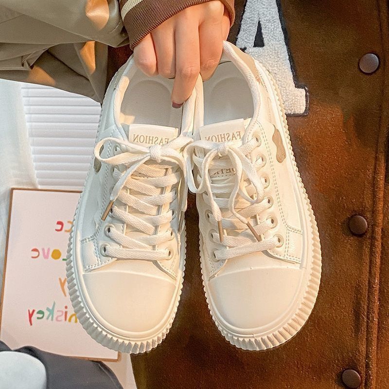 Scarpe bianche abbinate da donna, nuove scarpe bianche traspiranti, versatili, leggere, che aumentano l'altezza delle celebrità di Internet_voghion.com
