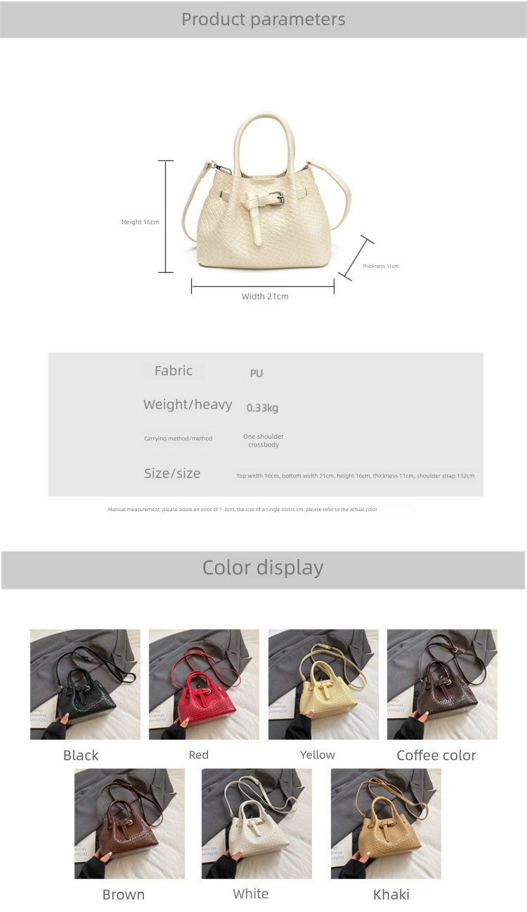 Borsa a mano con motivo intrecciato di alta qualità per donna, piccola borsa tote dal design di nicchia, nuova borsa a tracolla versatile alla moda 2025_voghion.com