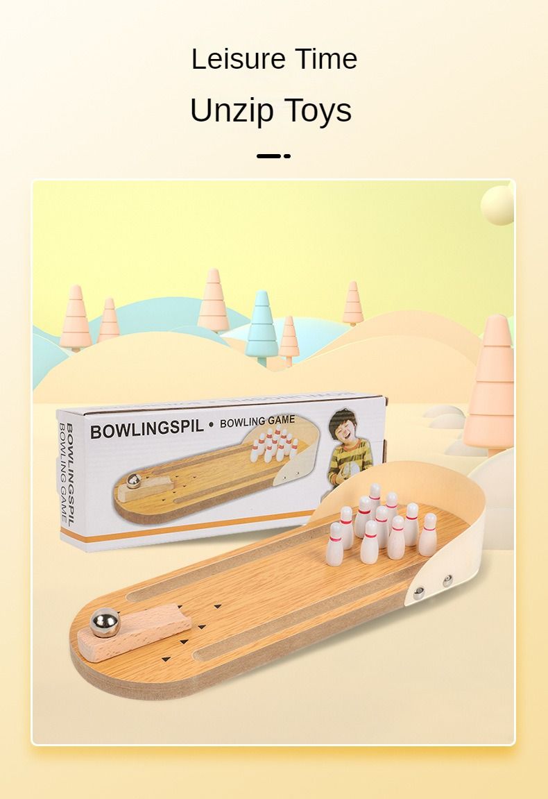 Holzbrettspiel für Kinder, Eltern-Kind-Interaktiver Ball, Casual Mini-Version, Desktop-Bowling-Puzzle, Dekompressionsspielzeug_voghion.com