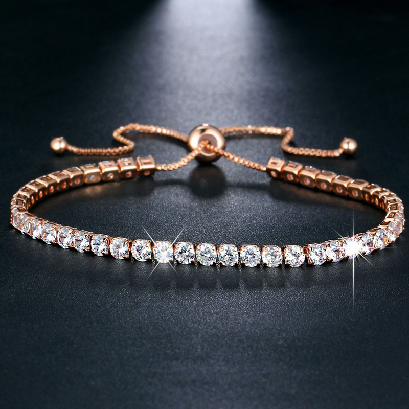 Yamaler Luxury Cubic Zircon Single Row Pull Slider Bracelet Femmes Bracelet Réglable_voghion.com