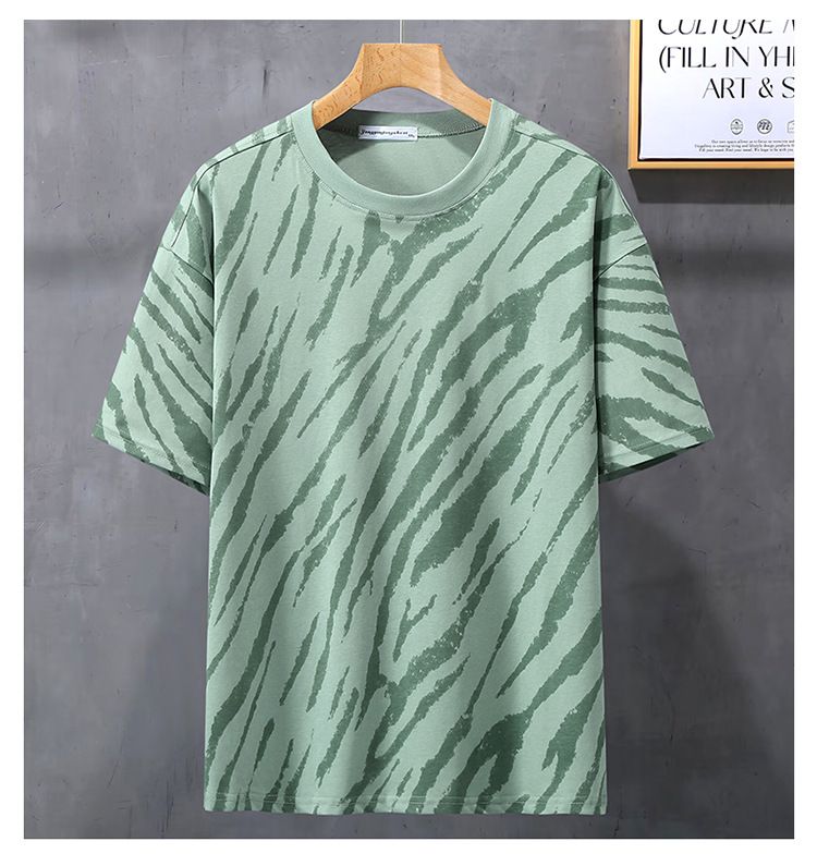 Men's Clothing Plus Size Extra Large Size Trend Top Zebra Pattern Short Sleeved Loose Printed Short Sleeved T Shirt_voghion.com