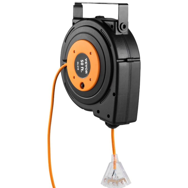 Power Reel Extension Cord 50ft Retractable Reel Cord 14AWG/3CSJTOW_voghion.com