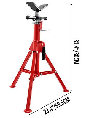 VEVOR V Head Pipe Stand 1/8"-12" Capacity,Adjustable Height 28"-52,Pipe Jack Stands 2500 lb. Load Capacity,Portable Folding Pipe Stands, Carbon Steel_voghion.com