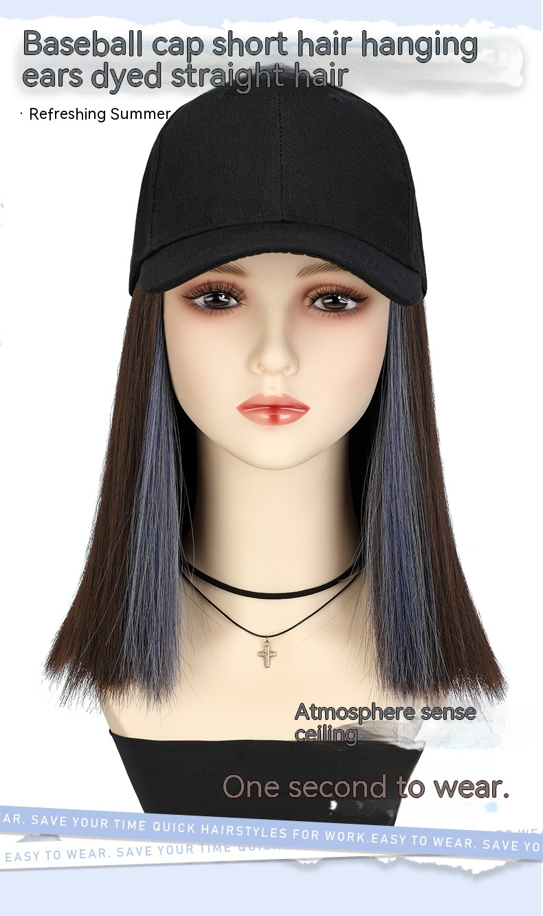 2024 Nuovo cappello parrucca tutto in uno più venduto, capelli corti lisci, parrucca con cappuccio da donna, capelli sulla clavicola, Bobo, Europa e America_voghion.com
