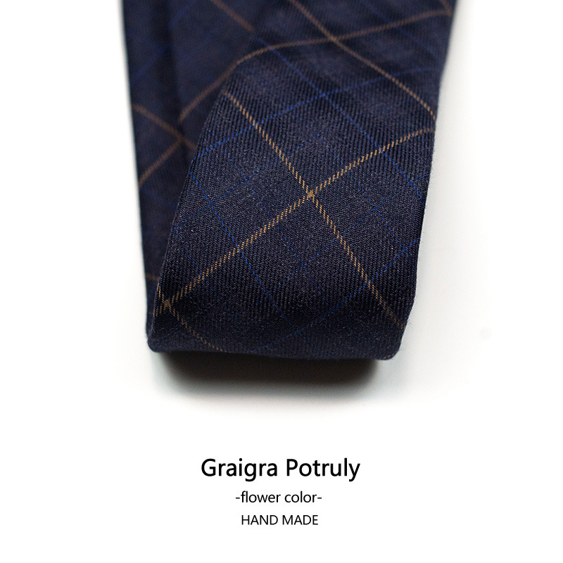 Houndstooth suit and tie solid color brown gray casual retro all-match beige plaid women's and men's tie_voghion.com