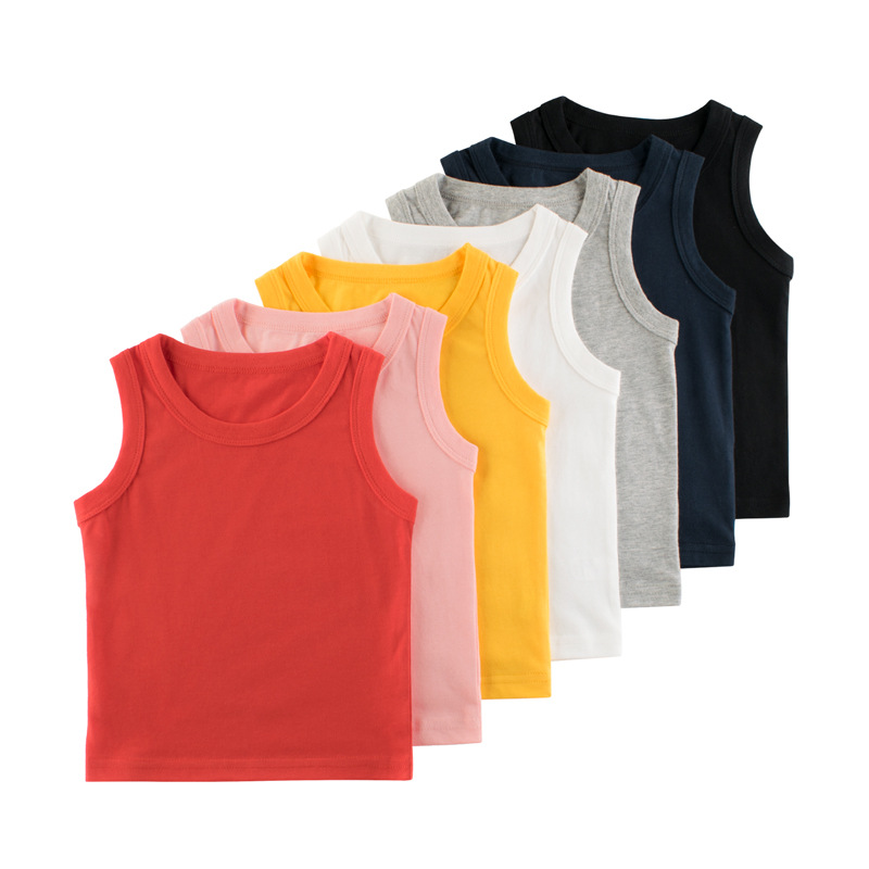 Ropa para niños Chaleco de color sólido para niños Camisa publicitaria de verano sin patrón_voghion.com