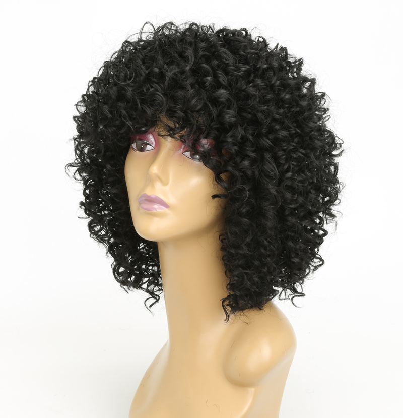wig African small curly wig Kinky curly wig fluffy explosive wig_voghion.com