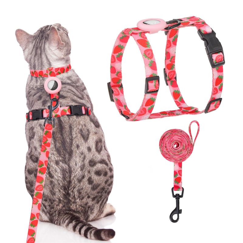 Novo conjunto de corda de tração anti-fuga ajustável cinta de peito para gato - confortável e macio_voghion.com