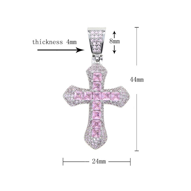Collar de pareja con colgante de circonita y cruz de Instagram Hip Hop_voghion.com