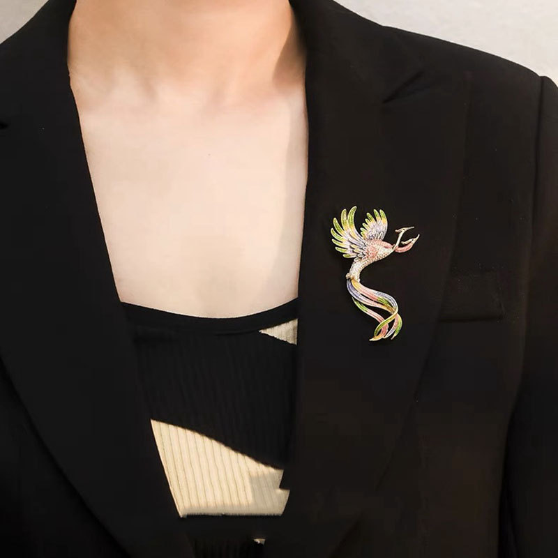 Spilla cinese di alta qualità, spilla fenice retrò in smalto da donna, spilla di lusso di alta qualità, accessori per abiti con temperamento_voghion.com