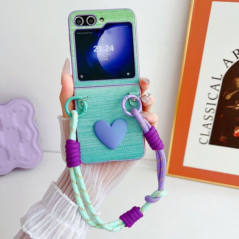 Three-dimensional love small fragrant wind for Samsung zflip5 mobile phone case new zflip3/4 folding screen saver sheath_voghion.com