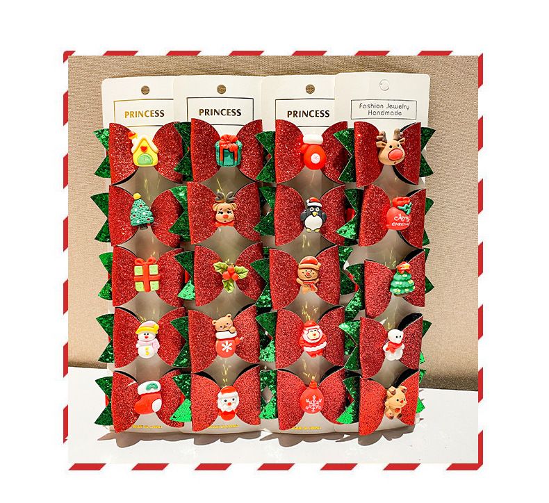 5-częściowy zestaw spinek do włosów świątecznych dla dziewczynek (domek Świętego Mikołaja/rękawiczki/renifer/wzór prezentowy), spinki do włosów nieuszkadzające_voghion.com