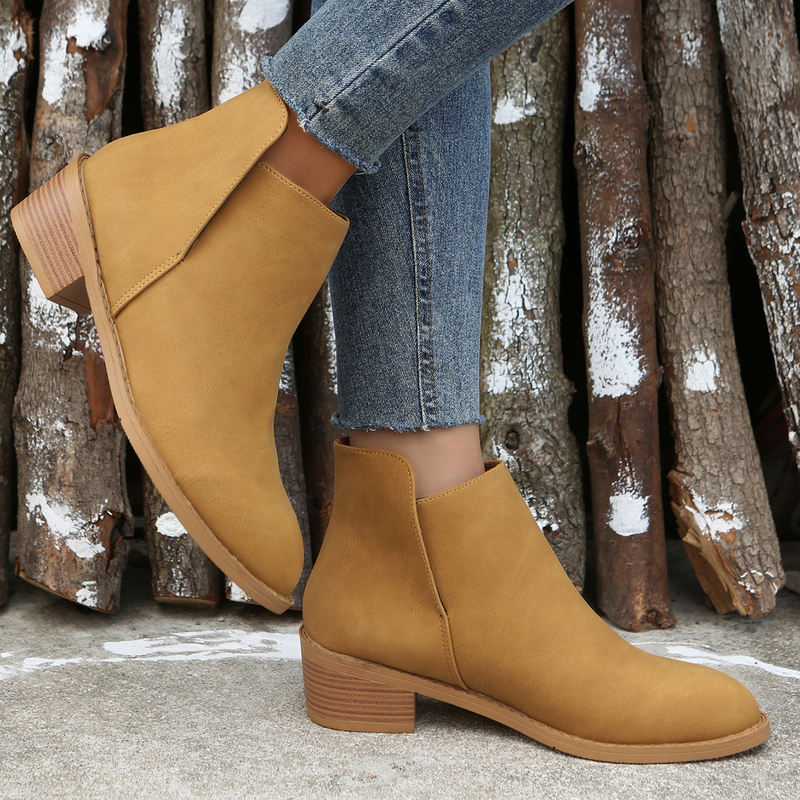 Women's shoes autumn and winter new large size suede Martin boots women's thick heel solid color women's short boots in stock one drop_voghion.com