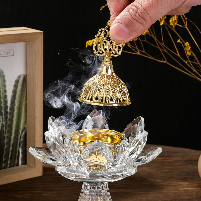 Arabisches Glas Lotus Goldkorn Wohn-Esszimmer Ornament Kerzenhalter Weihrauchbrenner_voghion.com