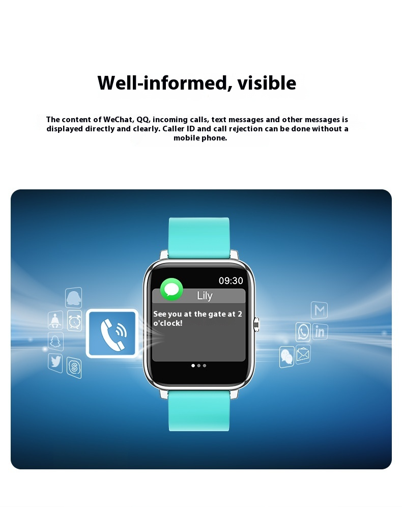 Orologio sportivo intelligente - Dotato di monitoraggio della frequenza cardiaca, impermeabile IP67, durata della batteria di 30 giorni (borsa da braccio gratuita)_voghion.com