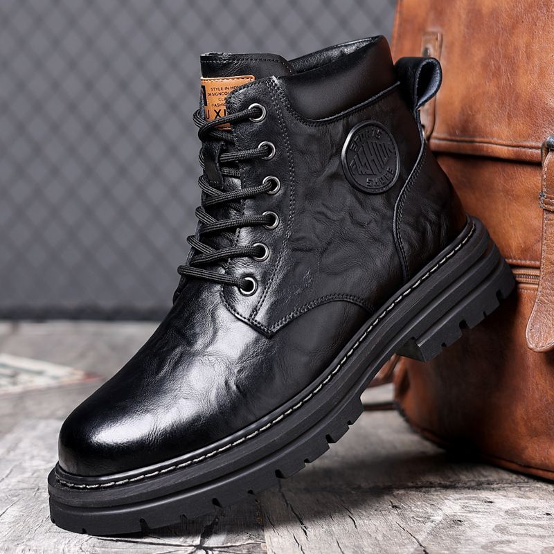 European Warm Series Martin Winter Fleece Lined Thickened High-top Shoes Warm Wool Men's Snow Boots_voghion.com