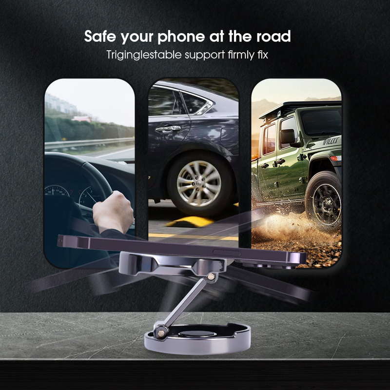 Autotelefoonhouder Stevige magnetische autohouder 720° opvouwbare ronde houder, ondersteunt universele telefoon_voghion.com