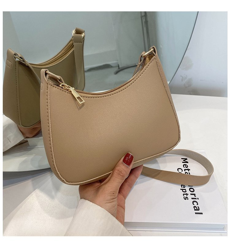 Borsa a tracolla sotto le ascelle in pelle PU tinta unita retrò Borse alla moda da donna Borse hobo casual e borsetta da donna_voghion.com