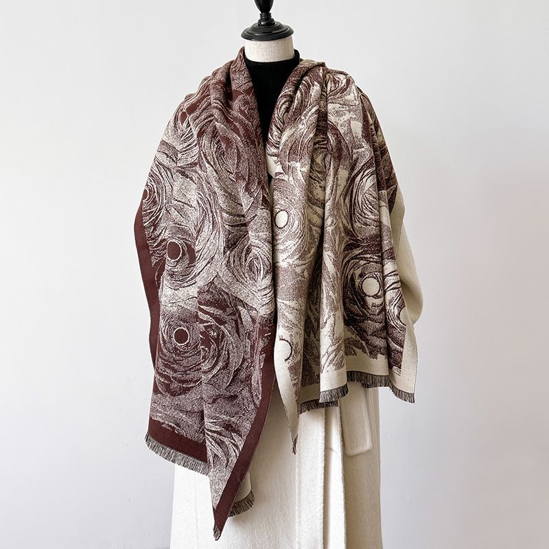 cashmere, fiori autunnali invernali, temperamento elegante, sciarpa stampata, mantello esterno, viaggio e mantello caldo_voghion.com