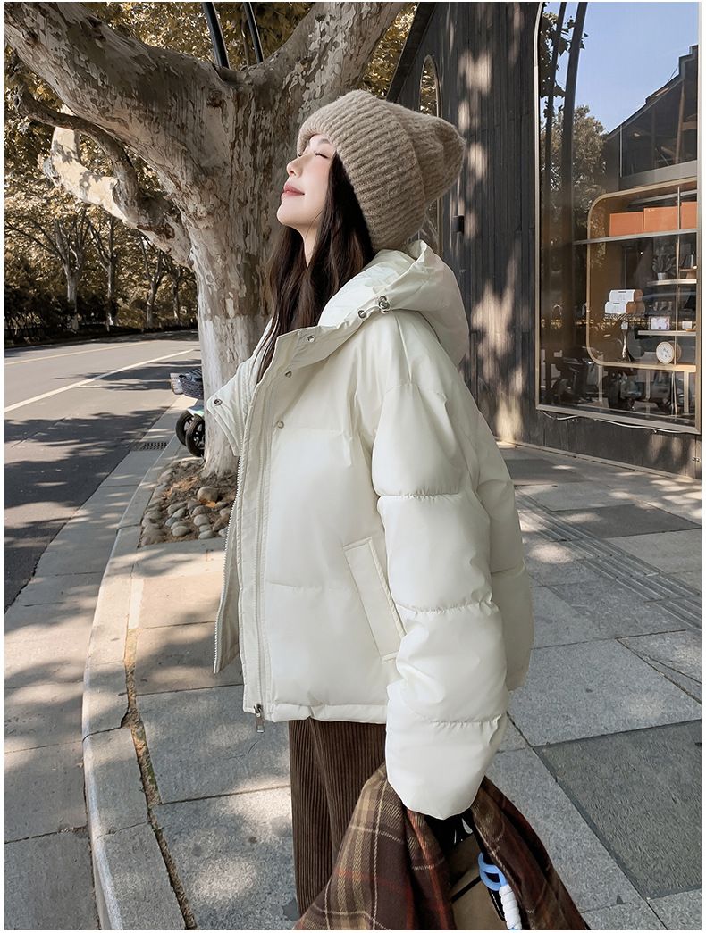 2024 New Live Streaming Student Thick Women's Short Stand Collar Bread Robe Cotton Jacket Autumn/Winter Loose Warm Coat_voghion.com