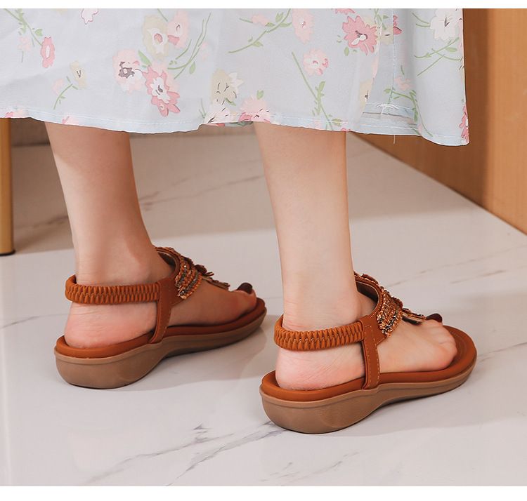 2025 Summer New Rhinestone Beaded Soft Comfortable Vacation Beach Wedge Sandals For Women_voghion.com