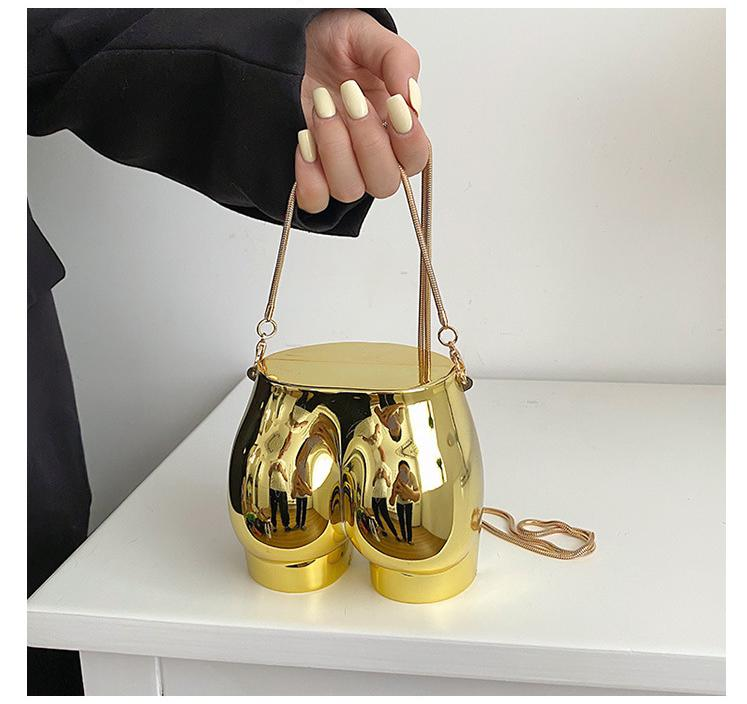 Niche Design Sier Pouch per rossetto Borsa da sera per donna Borsa per cuffie Borsa a tracolla con tracolla a catena in acrilico a forma di culo_voghion.com