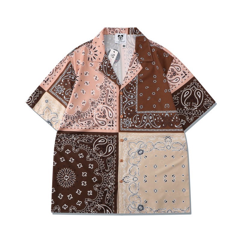 Chemise ample d'été pour homme, imprimé numérique, patchwork cachemire, short décontracté, cardigan_voghion.com
