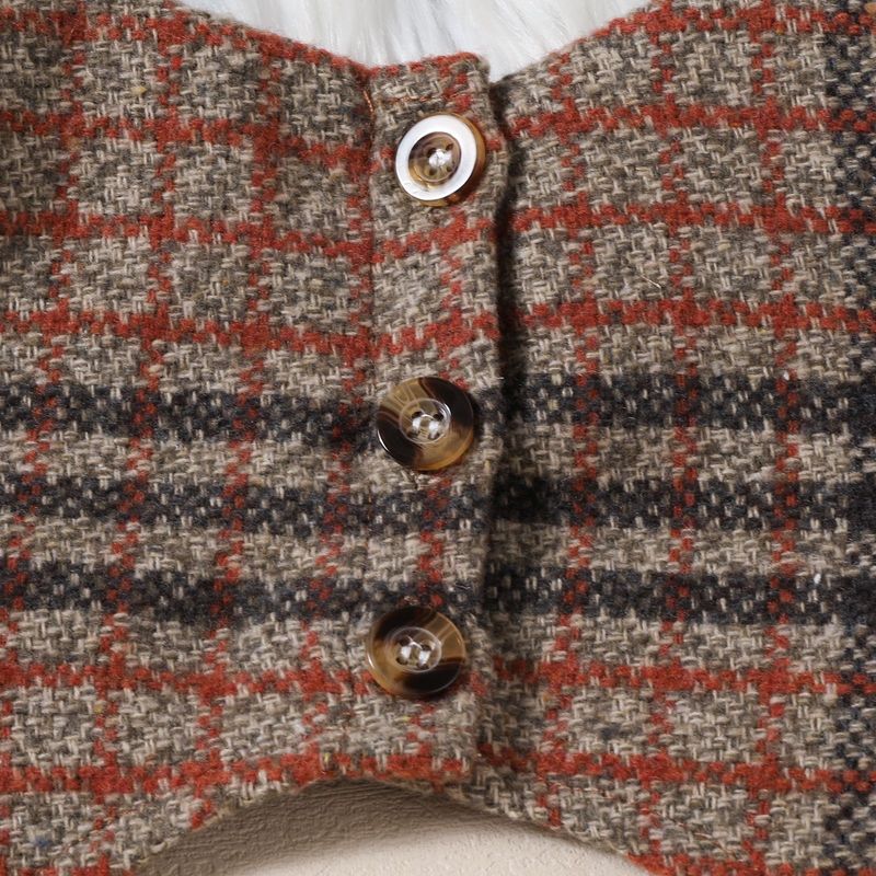 Abbigliamento di Ch, top a maniche lunghe per ragazze, gilet in lana scozzese + gonna a trapezio, set da tre pezzi, alla moda ed elegante per_voghion.com