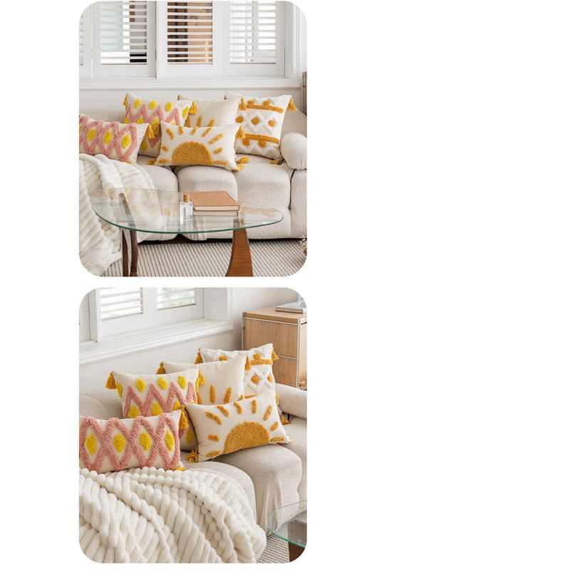 Tufted With 3D Embroidery And Tassels, Cushion For Living Room Sofa, Tatami Decorative Pillow Cover_voghion.com