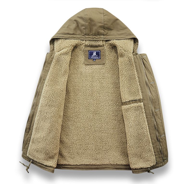 Lammmantel für Herren, Herbst Winter, mit dicker Wolle und Kapuzendesign, vielseitige Outdoor-Arbeitskleidung, Winterkleidung,_voghion.com