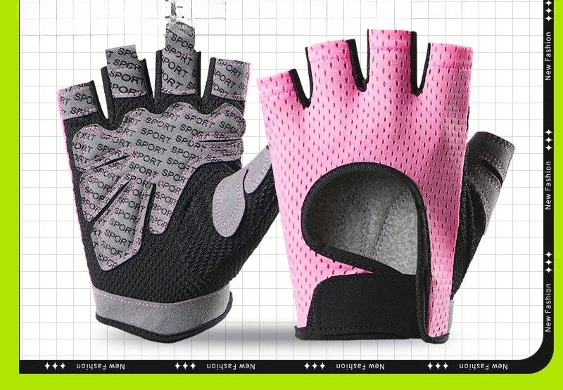 Guantes de medio dedo para deportes al aire libre, transpirables, para ciclismo, para hombre y mujer, con mancuernas, antideslizantes, resistentes al desgaste_voghion.com