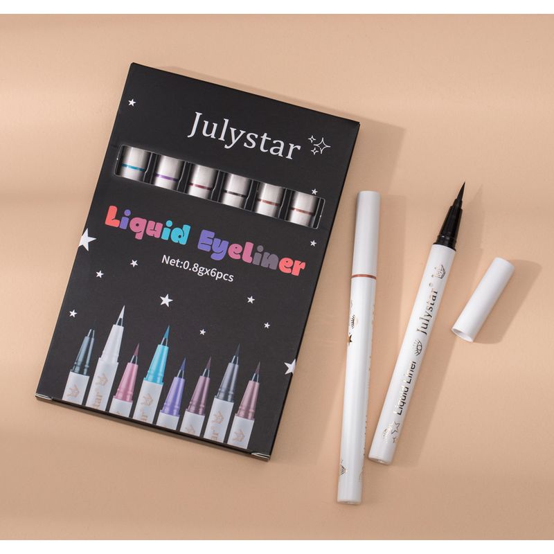 Julystar Langanhaltender wasserfester Eyeliner 6-teiliges Set für Augen-Make-up-Stift_voghion.com