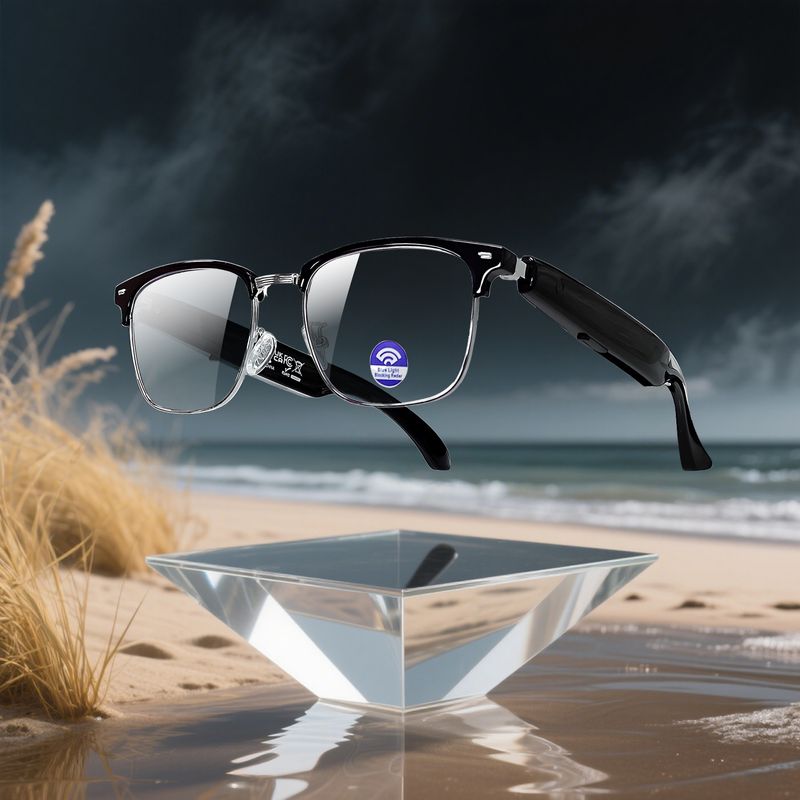 AI Smart Glasses – Real-Time Translation, Bluetooth 5.0, Touch Control, Ultra-Light 35g (Silver Frame, Blue Light Filtering)_voghion.com