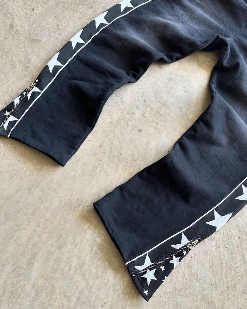 Herren-Retro-Hip-Hop-Hose mit seitlichem Streifen- und Stern-Print, elastischer Taille und weitem Bein – Freizeithose mit hoher Taille und geradem Schnitt für Streetwear_voghion.com