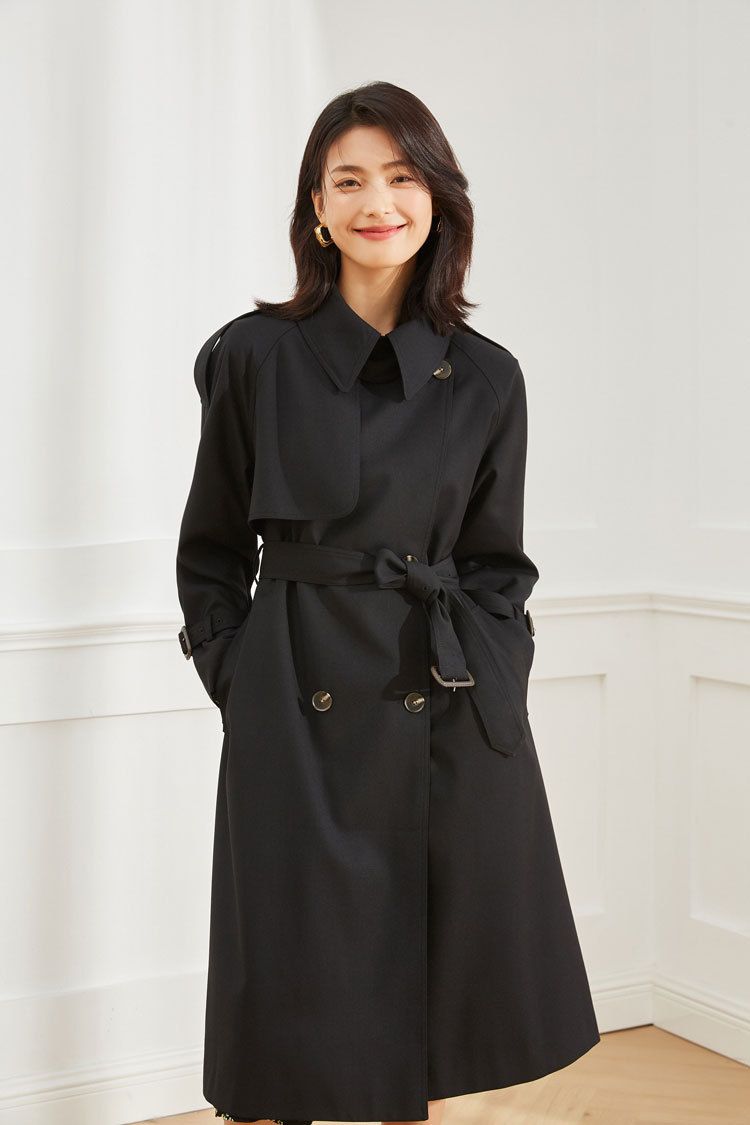 Shenghong 25 Spring New Elegant Chic Classic Commuter Slimming Daily Casual Mid-Length Trench Coat 13301_voghion.com