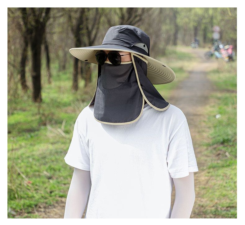 Cappello da sole staccabile da uomo - Copertura completa del viso e tesa larga per la massima protezione UV_voghion.com
