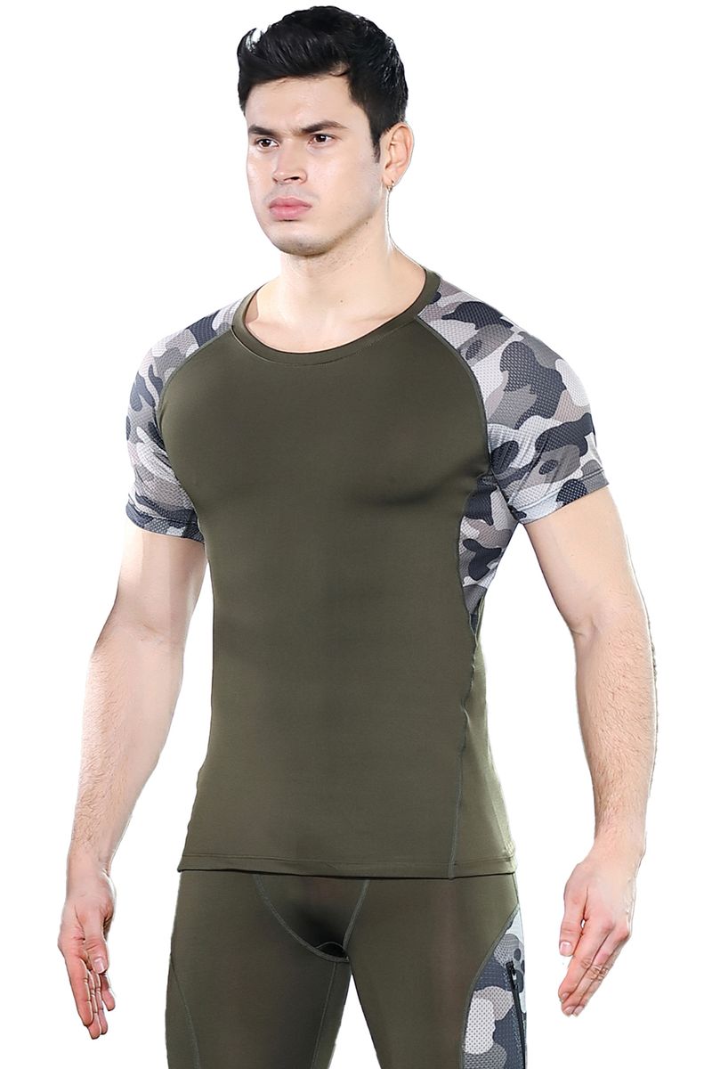 Sigutu Sports Speed Dry T-krekls Vīriešu Summer Stretch PRO Tight Running Training Īsām piedurknēm Fitnesa Apģērbi_voghion.com