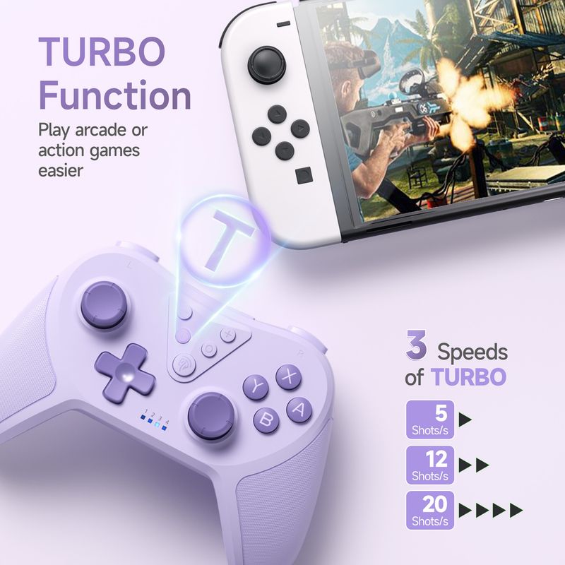 T37 Bluetooth Game Controller For Switch & PC Windows, Wired/Wireless Joystick With Dual Vibration, Gyro & Turbo_voghion.com