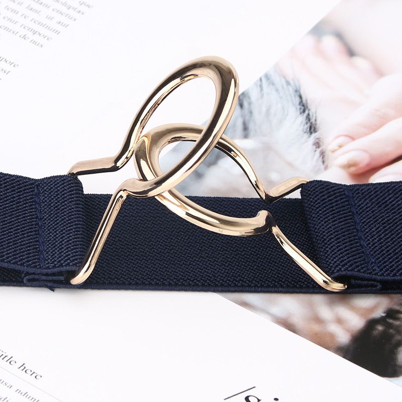 Ceinture élastique simple et polyvalente noire à boucle unique pour robe de femme, ceinture fine à boucle ronde, serre-taille_voghion.com