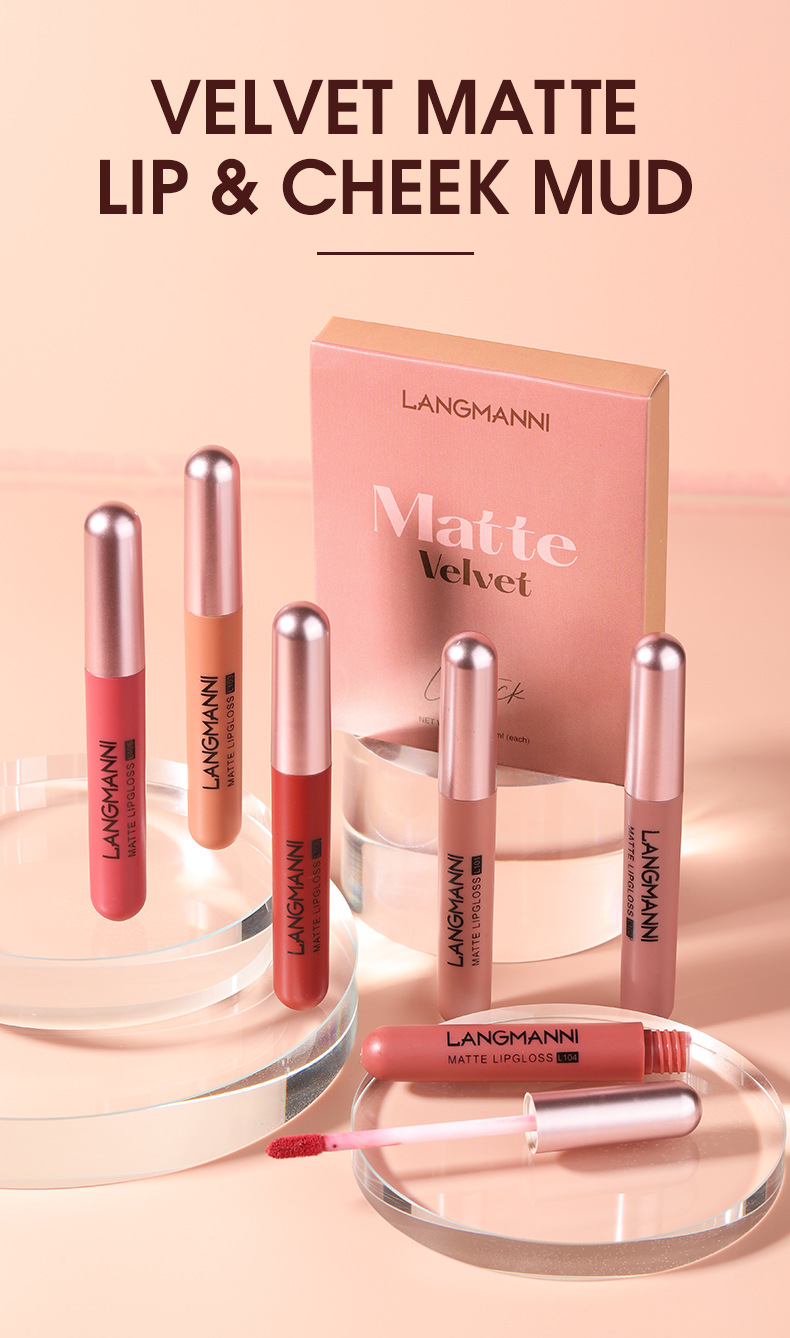 Langmanni Matte Liquid Lipstick Set – 6 samtige Lipgloss-Farbtöne, langanhaltend, trocknet nicht aus, wischfest, tierversuchsfreies Make-up-Set für Frauen_voghion.com