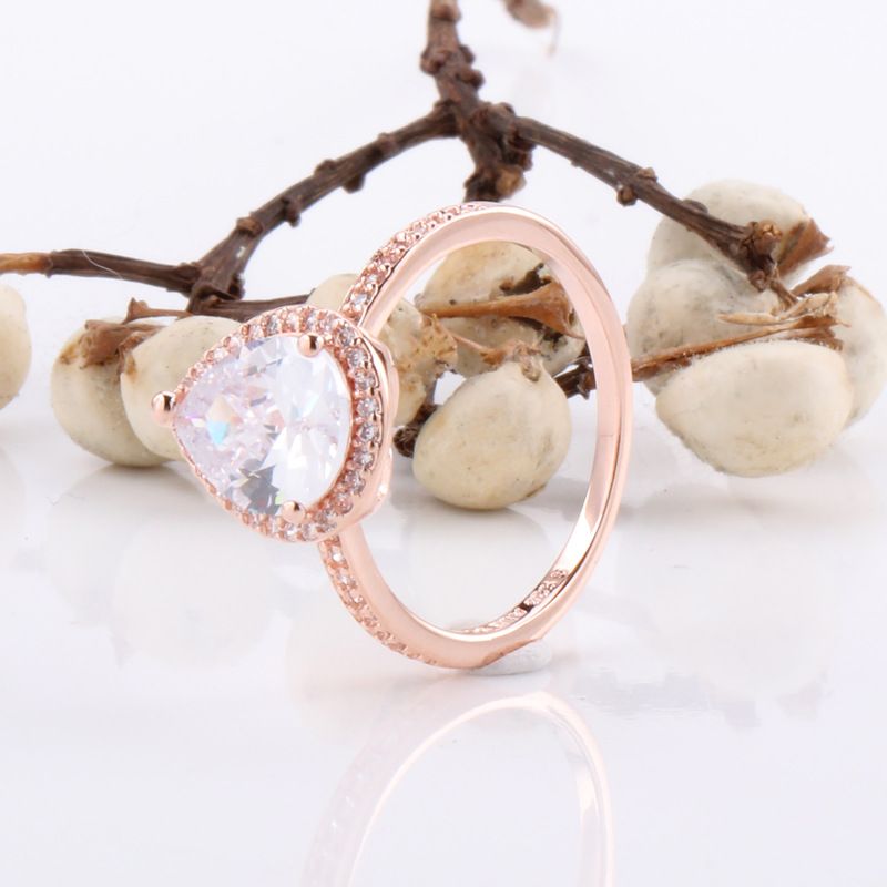 Women's Jewelry White Copper Pigeon Egg Ring Female Creative Water Drop Ring Teardrop Ring_voghion.com