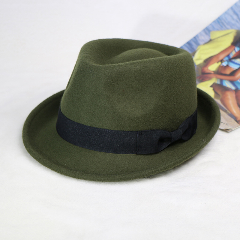 wool felt top hat men's jazz hat Shanghai beach gentleman wool woolen autumn and winter retro British hat_voghion.com