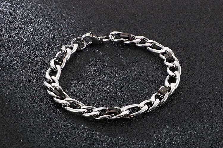 Bracciale da uomo alla moda, in acciaio al titanio, con catena piatta in acciaio inossidabile, creativo, coordinato._voghion.com
