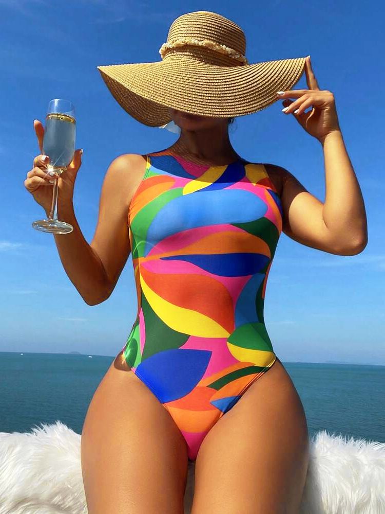 Women’s Clothing new one piece swimsuit digital printing sexy tight backless bikini cross border swimsuit_voghion.com