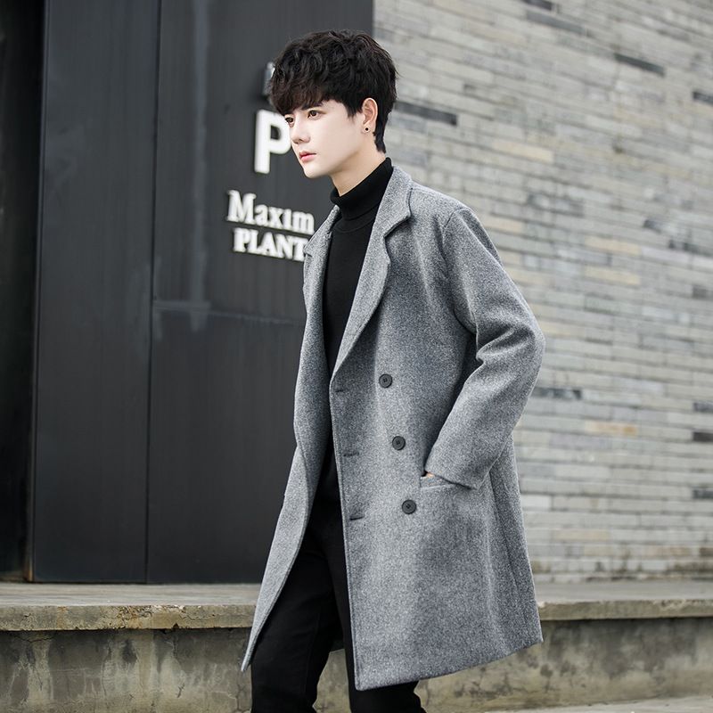 Autumn Winter New Trench Men's Mid-Length American Style Wool Coat High-End Casual Fashion Jacket_voghion.com