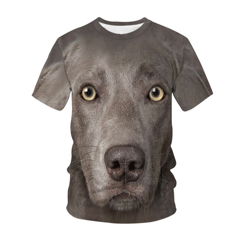 Maglietta girocollo casual con stampa 3D a forma di cane, da uomo, estiva, a maniche corte_voghion.com