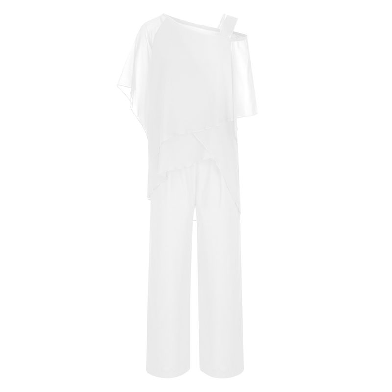 Ensemble deux pièces pour femme, chemisier sexy à épaules dénudées et manches mi-chauve-souris, pantalon ample à jambe large, NMD-6666_voghion.com